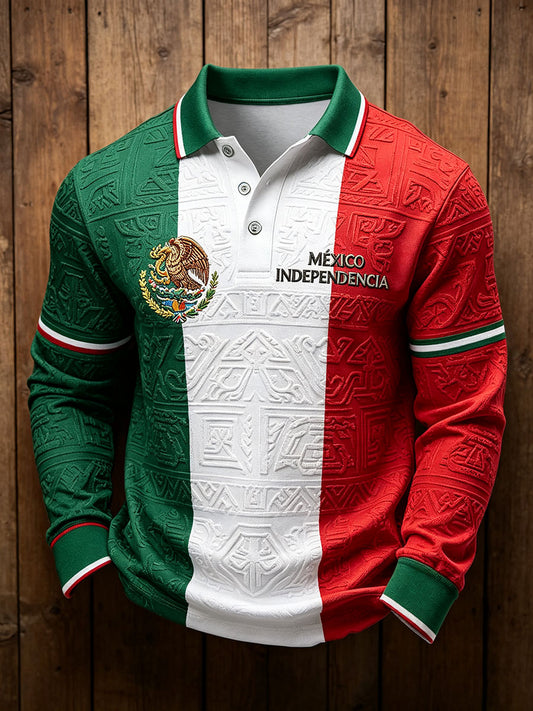 Men's Mexico Independence Day Art Printed Casual Tops