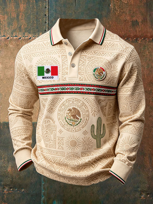 Men's Mexico Independence Day Art Printed Casual Tops