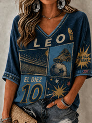 Women's Soccer Legend Retire Memorial Mid-length Sleeves V-Neck T-Shirt