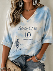 Women's Soccer Legend Retire Memorial Mid-length Sleeves V-Neck T-Shirt