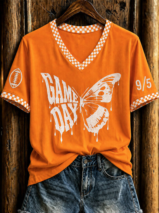 Women's Tennessee Football Game Day Casual Printed T-shirt