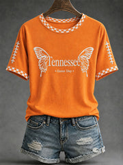 Women's Tennessee Football Game Day Casual Printed T-shirt