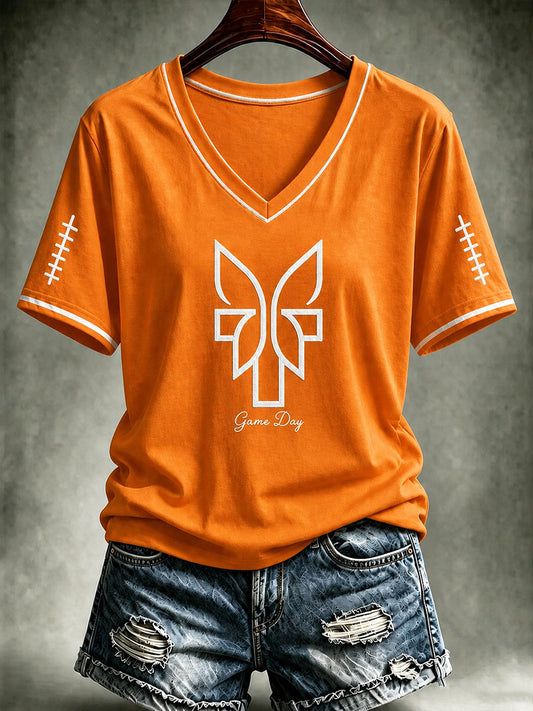 Women's Tennessee Football Game Day Casual Printed T-shirt