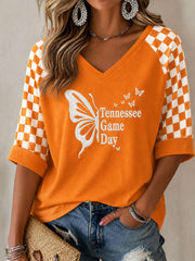 Women's Tennessee Football Game Day Casual Printed T-shirt