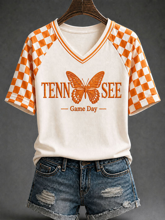 Women's Tennessee Football Game Day Casual Printed T-shirt