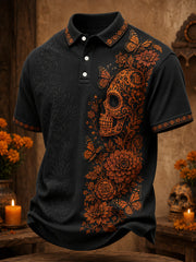 Men's Mexico Day of The Dead Floral Art Printed Casual Tops