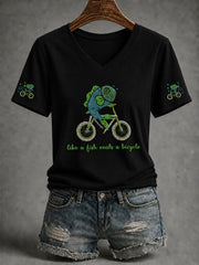 Women's A Woman Without A ManIs Like A Fish Without A Bicycle Short-sleeved T-shirt