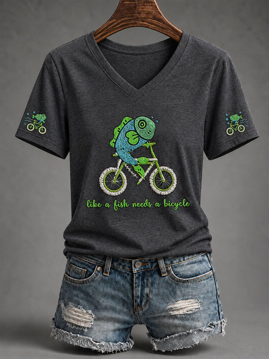 Women's A Woman Without A ManIs Like A Fish Without A Bicycle Short-sleeved T-shirt