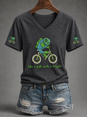 Women's A Woman Without A ManIs Like A Fish Without A Bicycle Short-sleeved T-shirt