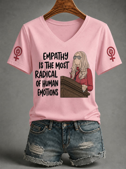 Women's Feminist Quote Print V-Neck Tee