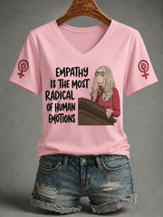 Women's Feminist Quote Print V-Neck Tee