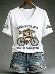 Women's A Woman Without A ManIs Like A Fish Without A Bicycle Short-sleeved T-shirt