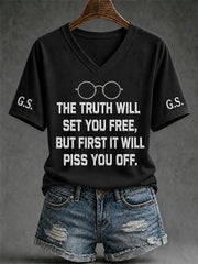 Women's RIP Retro Feminist Icon Print V-Neck Tee