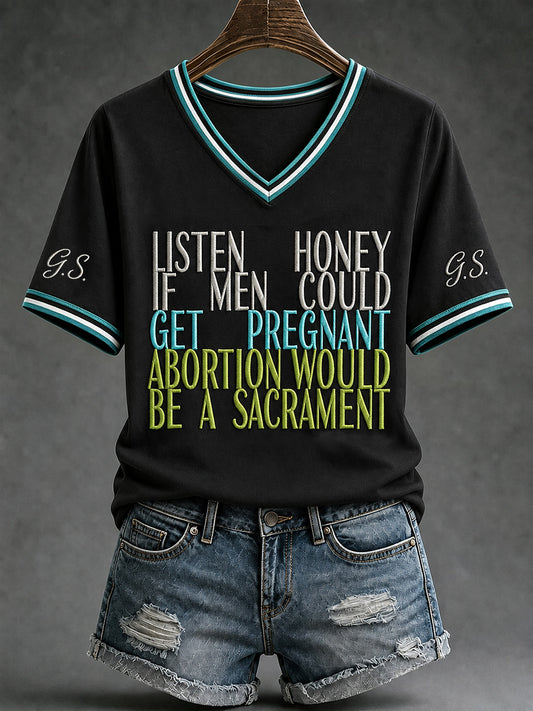Women's RIP Retro Feminist Icon Print V-Neck Tee