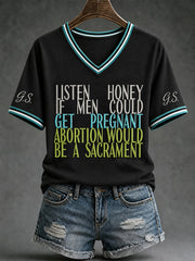 Women's RIP Retro Feminist Icon Print V-Neck Tee