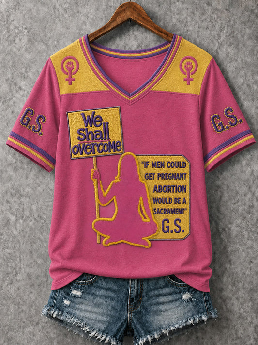 Women's RIP Retro Feminist Icon Print V-Neck Tee
