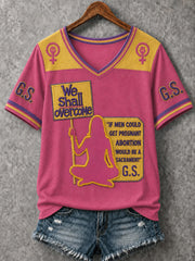 Women's RIP Retro Feminist Icon Print V-Neck Tee