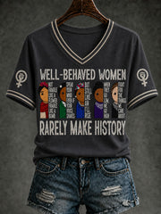 Women's RIP Retro Feminist Icon Printed V-neck T-shirt