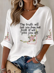 Women's The Truth Will Set You Free But First It Will Piss You Off Waffle T-shirt