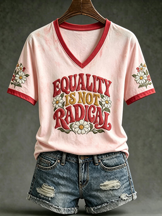 Women's feminist slogan printed casual short-sleeved T-shirt