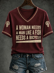 Women's RIP Retro Feminist Icon Printed V-neck T-shirt
