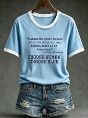 Women's feminist slogan printed casual short-sleeve T-shirt