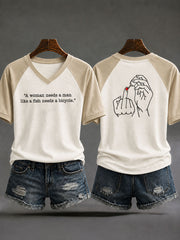 Women's 'A Woman Needs A Man Like A Fish Needs A Bicycle' Feminist Art Commemorative T-shirt