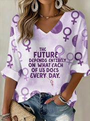 Women's THE FUTURE DEPENDS ENTIRELY ON WHAT EACH OF US DOES EVERY DAY Waffle T-shirt