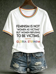 Women's feminist slogan printed casual short-sleeve T-shirt
