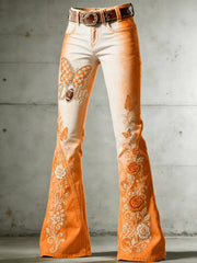 Women's Game Day Football Print Casual Flared Pants
