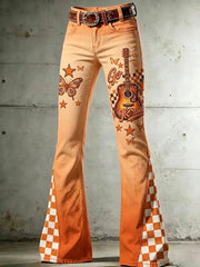 Women's Game Day Football Print Casual Flared Pants