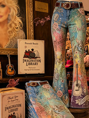 Women's Country Music Lover Floral  Art Printed Pants