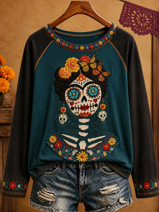Women's Mexico Day of The Dead Art Printed T-shirt