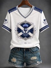 Women's St Andrew’s Day Printed V-neck T-shirt