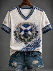 Women's St Andrew’s Day Printed V-neck T-shirt