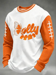 Men's Game Day Football Print Casual Waffle Sweatshirt