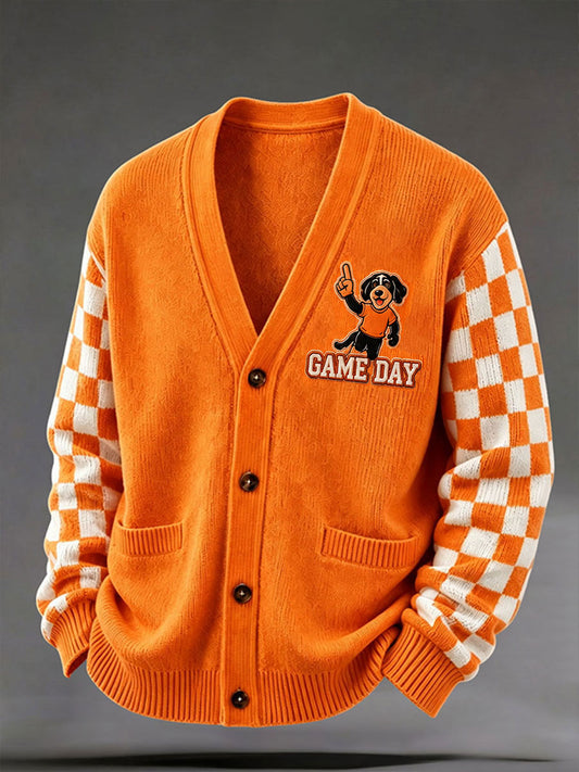 Men's Game Day Football Print Casual Cardigan