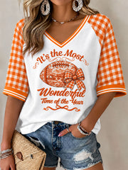 Women's Game Day Football Printed Casual T-Shirt