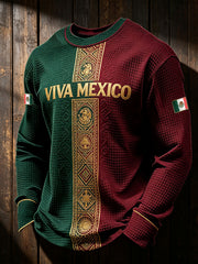 Men's Mexico Pride Flag Art Printed Waffle Sweatshirt