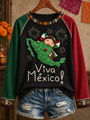 Women's Mexico Lele Doll Floral Art Printed T-shirt