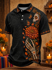 Men's Mexico Day of The Dead Floral Art Printed Casual Tops