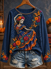 Women's Day of The Dead Floral Art Printed T-shirt