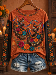 Women's Day of The Dead Floral Art Printed T-shirt
