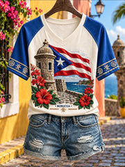 Women's Puerto Rico Boricua Art Printed T-shirt