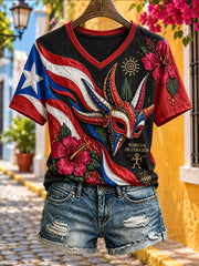 Women's Puerto Rico Boricua Art Printed T-shirt
