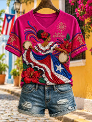Women's Puerto Rico Boricua Art Printed T-shirt