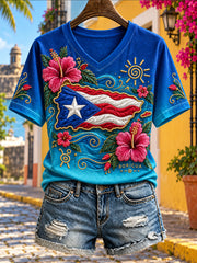 Women's Puerto Rico Boricua Art Printed T-shirt