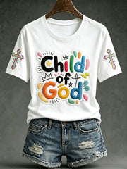 Women's  faith theme pattern printed casual short-sleeve T-shirt