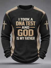 Men's I Took a DNA Test God Is My Father Print Waffle Long Sleeve T-Shirt
