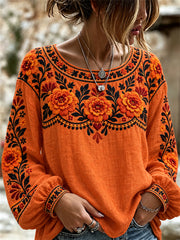 Women's Day of the Dead Marigolds & Monarch Butterflies Print Shirt